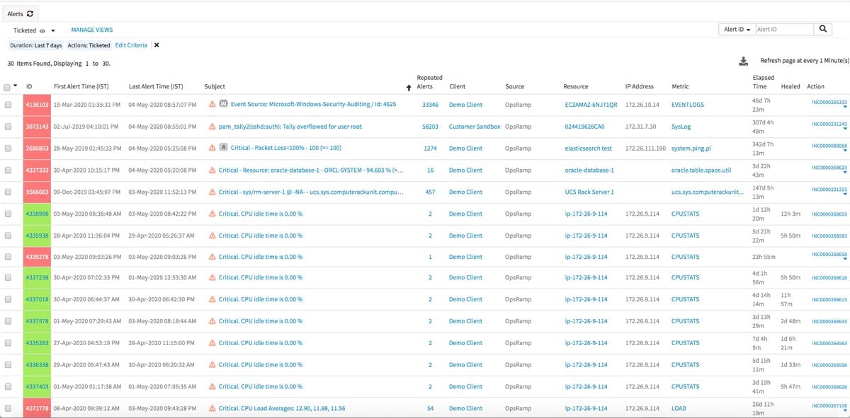 OpsRamp-Alerts-UI