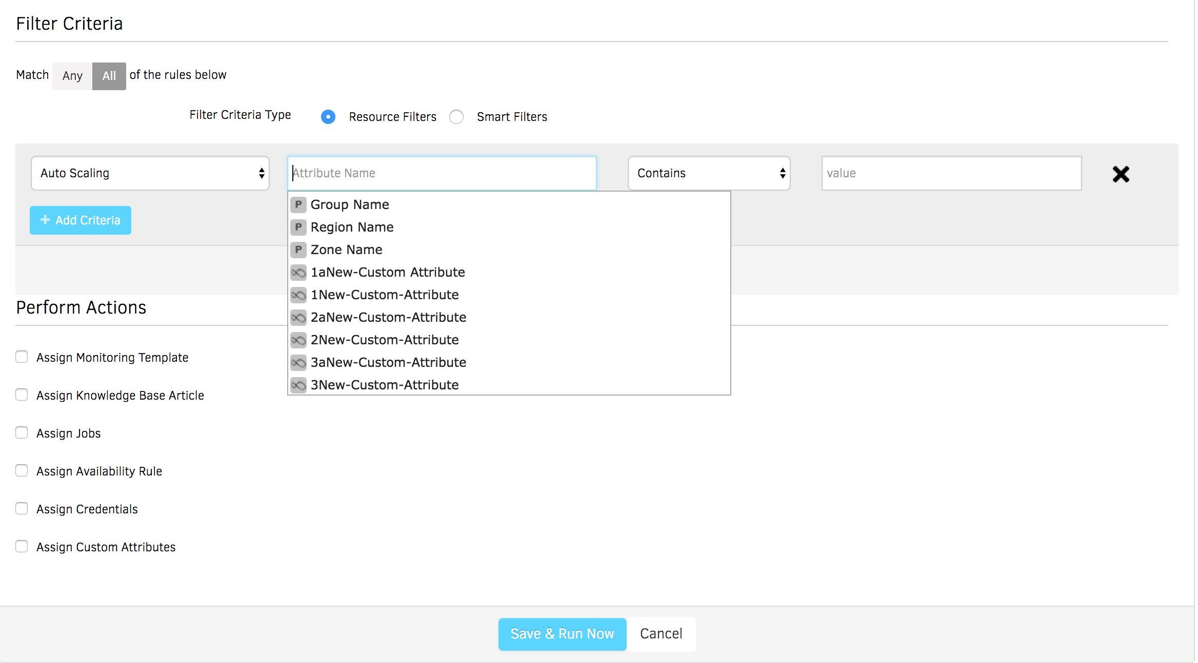 Filter Criteria