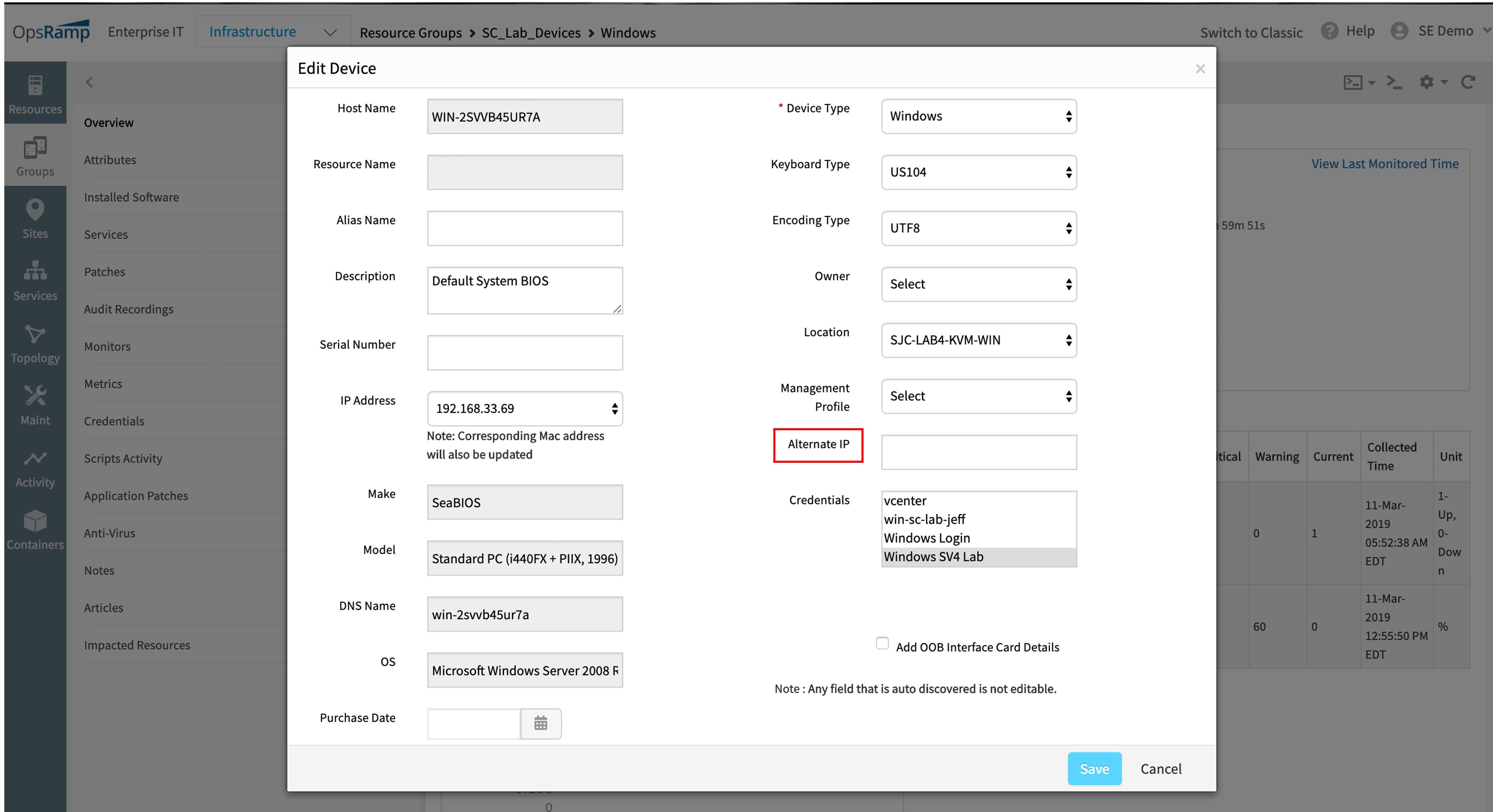 Alternate IP Address Attribute